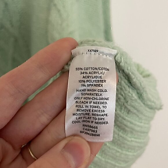 BP NORDSTROM Cozy Cable Knit Turtleneck Sweater Mint Green Chunky Knit Winter L - Picture 10 of 13